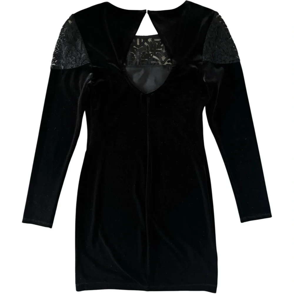 BCBGeneration Black Velvet Mini Dress Long Sleeves Small‎ - Picture 2 of 8